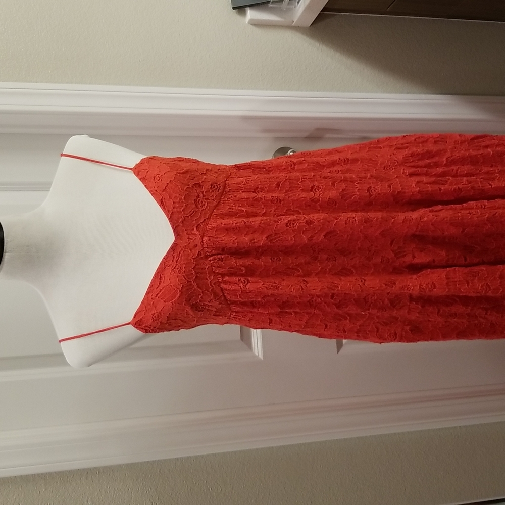 Bebe maxi red-orange lace dress